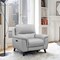 Armen Living Lizette Contemporary Chair in Dark Brown Wood Finish and Dove Gray Genuine Leather LCLZ1DV - alternate 9